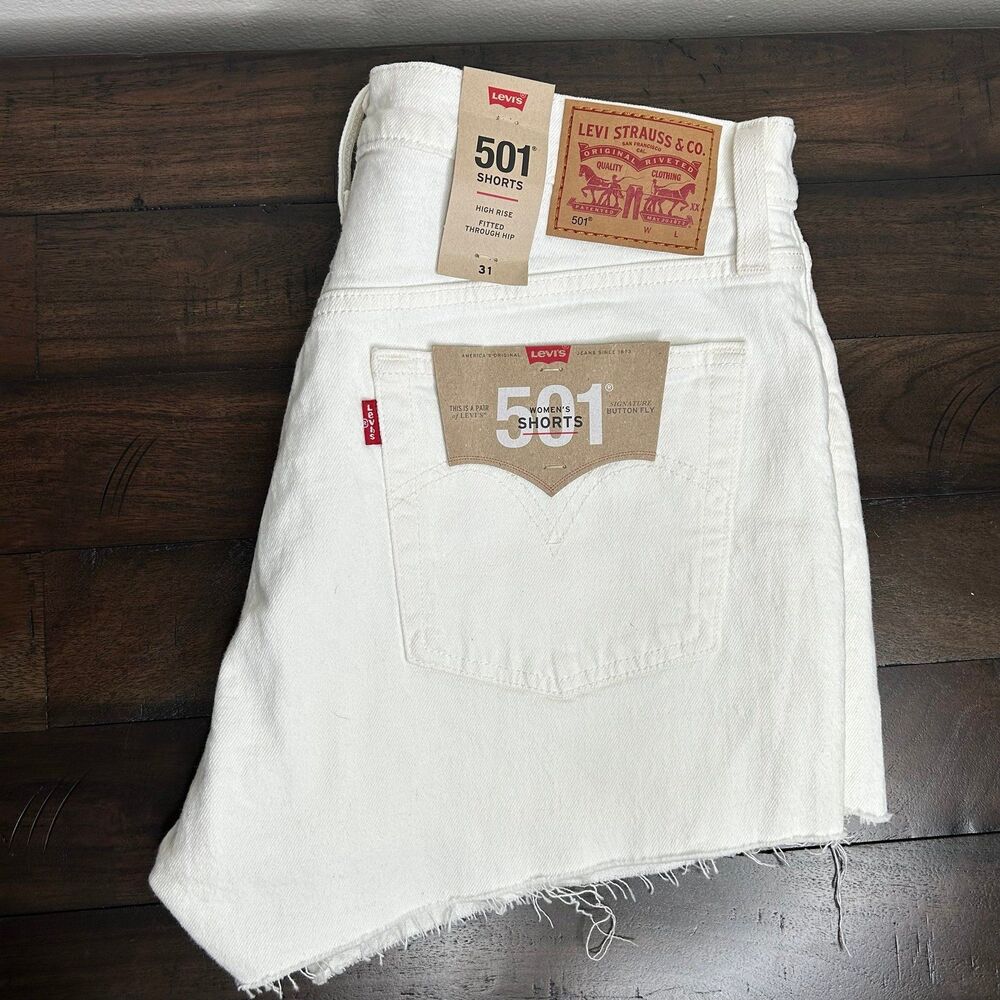 New Levi's 501 high rise white shorts - Picture 1 of 10